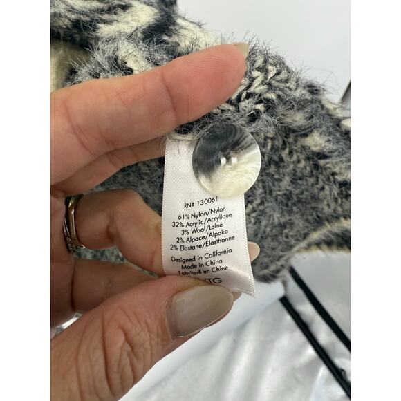 L*SPACE Stirling Sweater Coat in Plaid Ivory Black Women’s XL Cozy Quiet Luxury - Picture 10 of 10